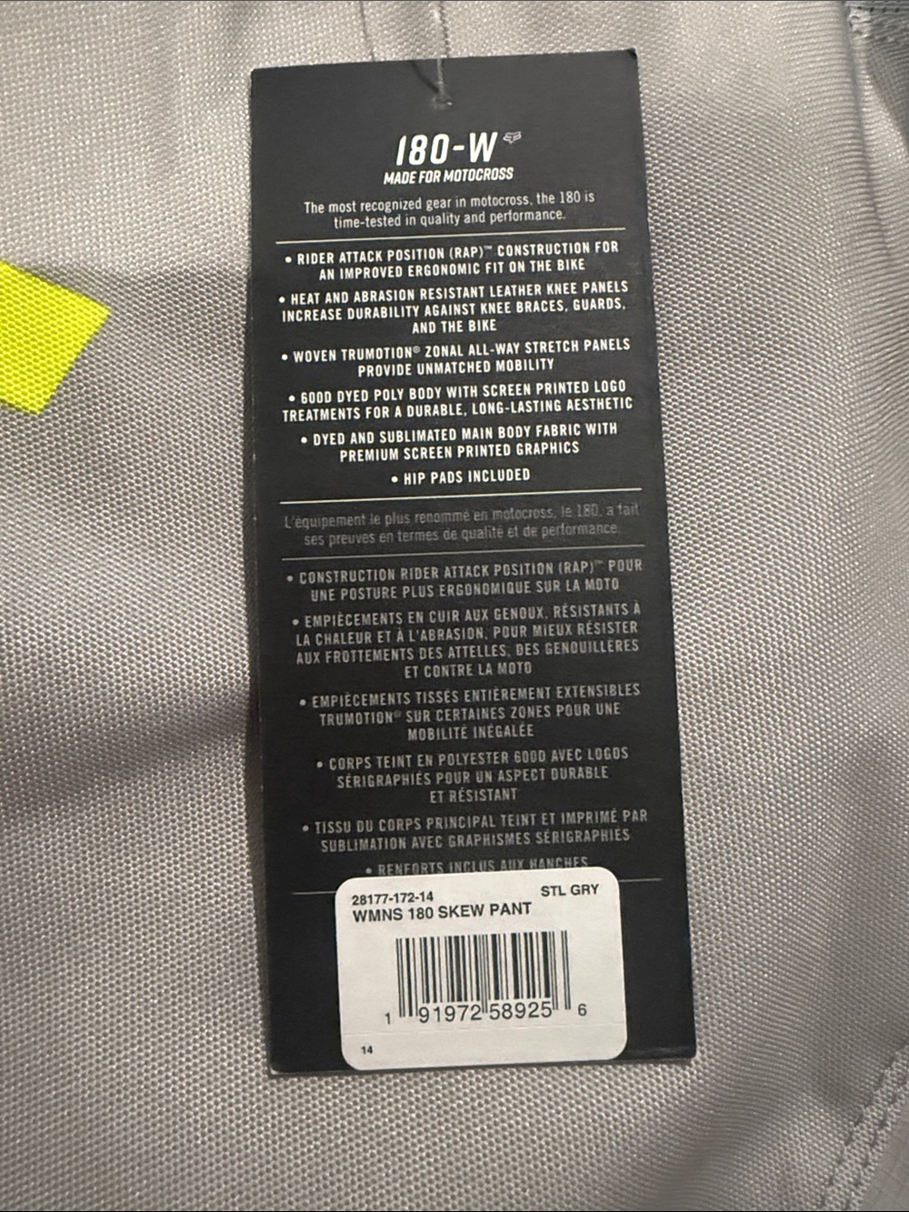 Fox Gray and Hi-Vis Yellow MX Pants - Picture 2 of 4